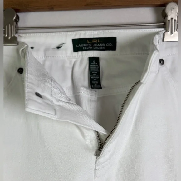 LRL Lauren Jeans Co Women’s White Classic Straight Cropped Coastal Jeans Size 12 - Picture 3 of 8